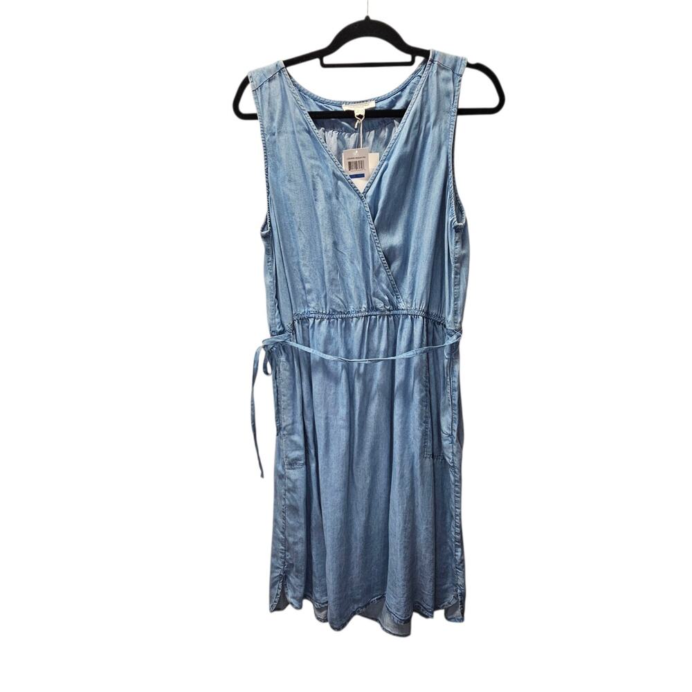 Beach Lunch Lounge Blue Chambray Shift Dress Summer Tank Dress Women's Size XL